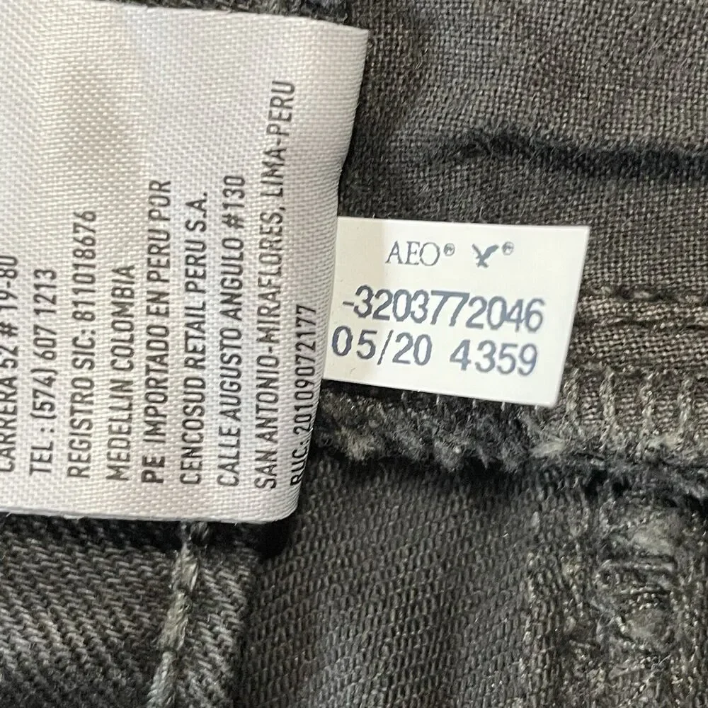 American Eagle Jeans 28x30 Black Denim SKINNY Distressed Airflex+ Stretch